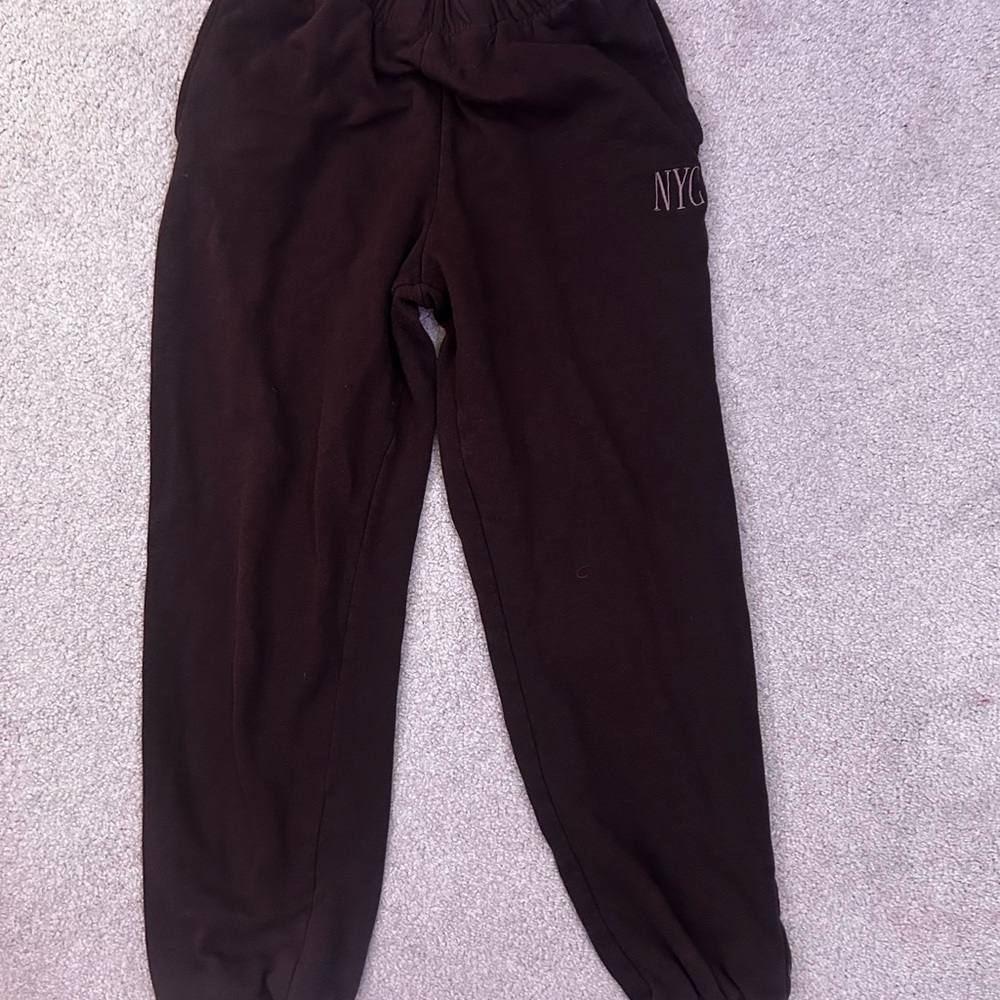 Garage Brown Sweatpants with Tapered Leg and Elastic Cuffs